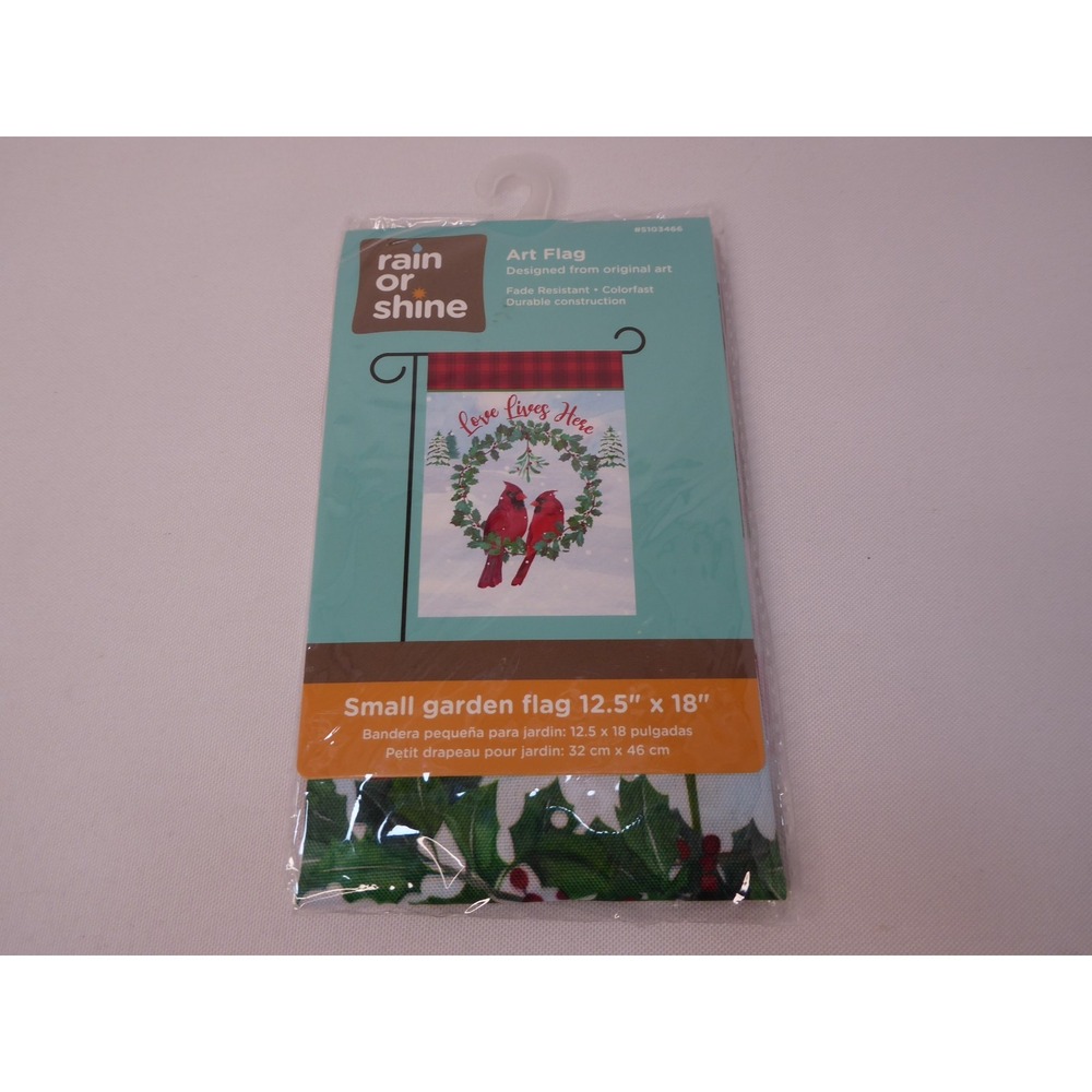 NEW Winter Cardinals Mistletoe Love Lives Here Small Garden Art Flag 12.5" x 18"